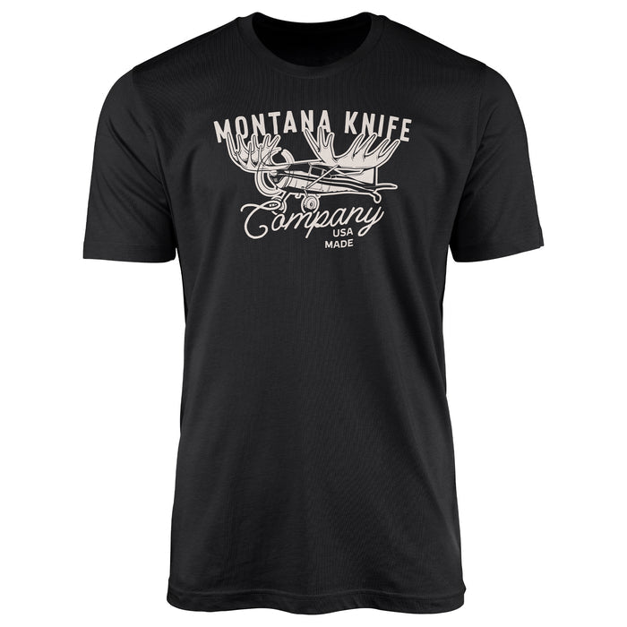 Black Montana Knife Company Moose Tee featuring a graphic design with the brand name and moose illustration.