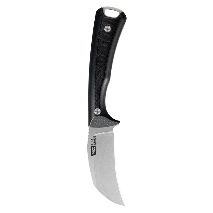 NARROWBACK knife in black with a textured handle and a curved stainless steel blade, ideal for outdoor and hunting use.