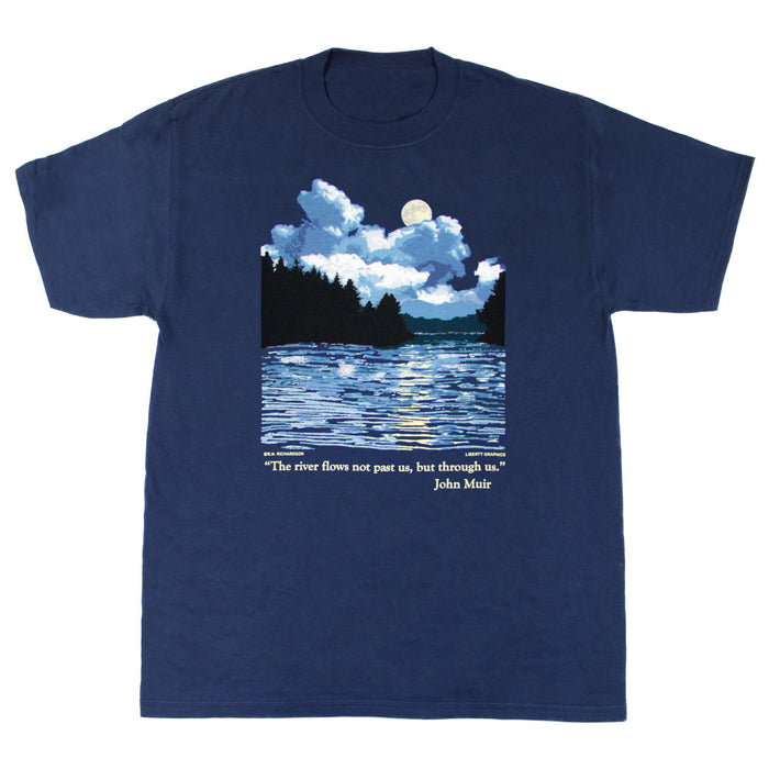 Night Canoe Navy Adult T-shirt