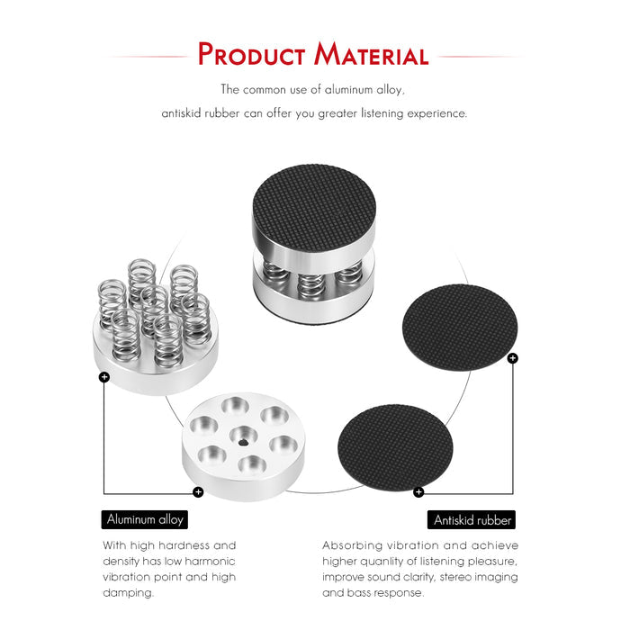 Nobsound 4PCS Aluminum Spring Speaker Spikes Pads Isolation Stand Feet Mat for HiFi Amplifier / CD Player