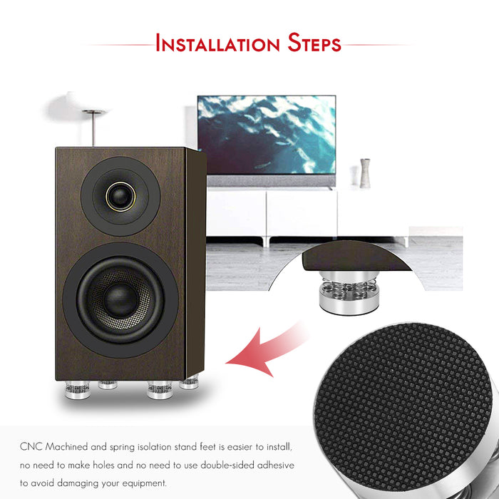 Nobsound 4PCS Aluminum Spring Speaker Spikes Pads Isolation Stand Feet Mat for HiFi Amplifier / CD Player