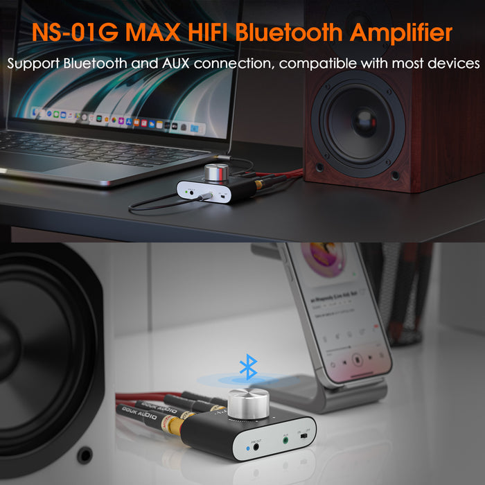 Nobsound NS-01G MAX Mini Bluetooth Power Amplifier 2.0 Channel Home Audio Amp 100W+100W