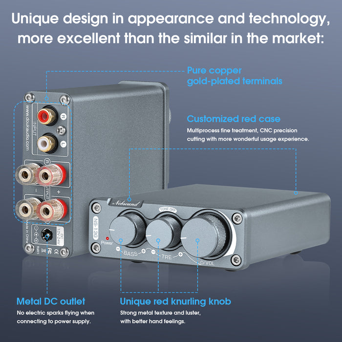 Nobsound NS-13G Mini 2.0 Channel Digital Amplifier HiFi Home Desktop Audio Amp 100W+100W