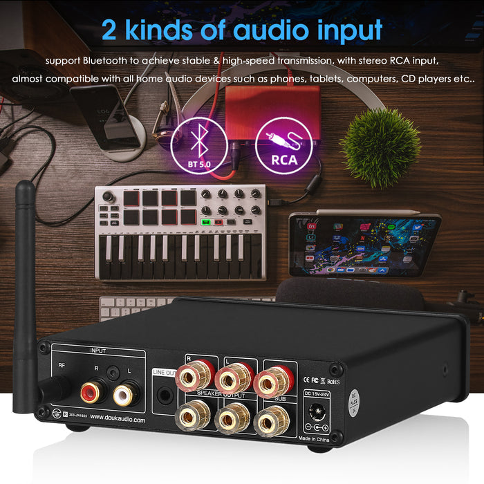 Nobsound NS-14G Bluetooth HiFi 2.1 Channel Power Amplifier Subwoofer Stereo Audio Amp