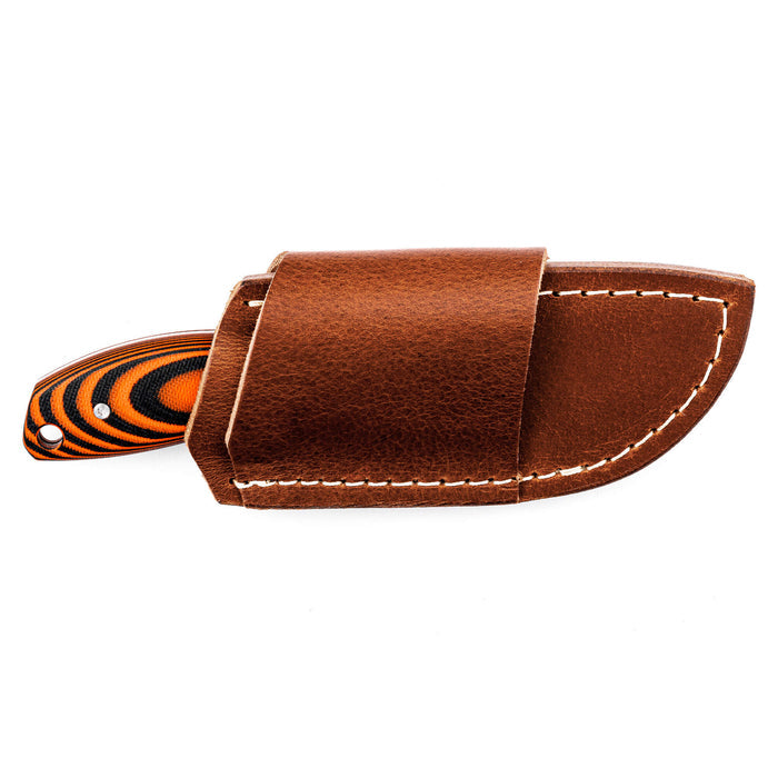 Horizontal leather sheath for knives, featuring durable construction and a sleek design for easy belt carry.