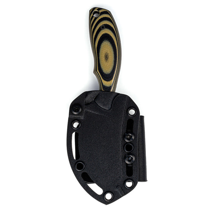 Montana Knife Company's PACKOUT SKINNER features a green and black handle with a durable sheath for outdoor use.