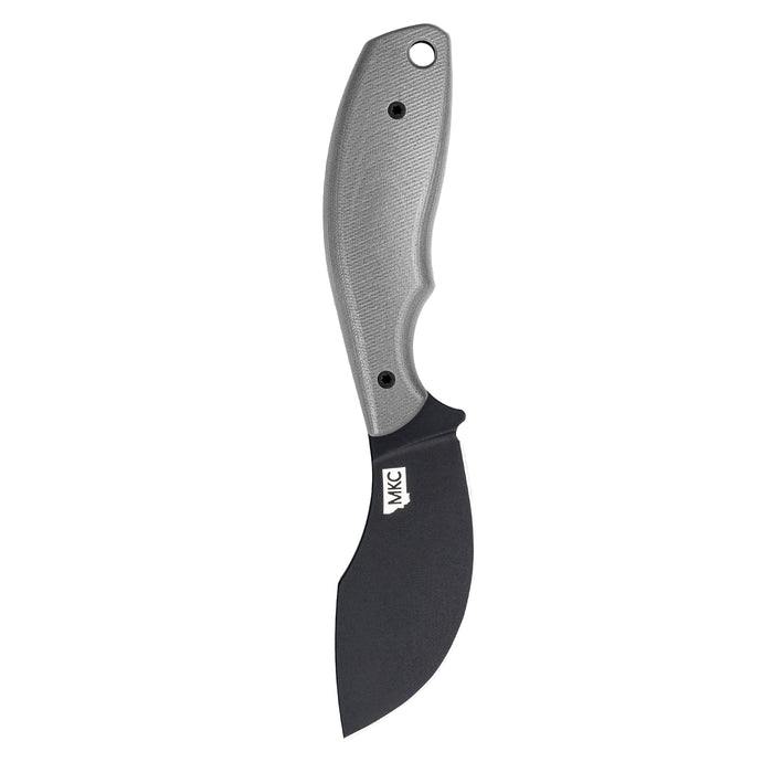 Montana Knife Company's PACKOUT SKINNER in PVD grey features a sleek design with a durable blade, ideal for hunting and outdoor use.