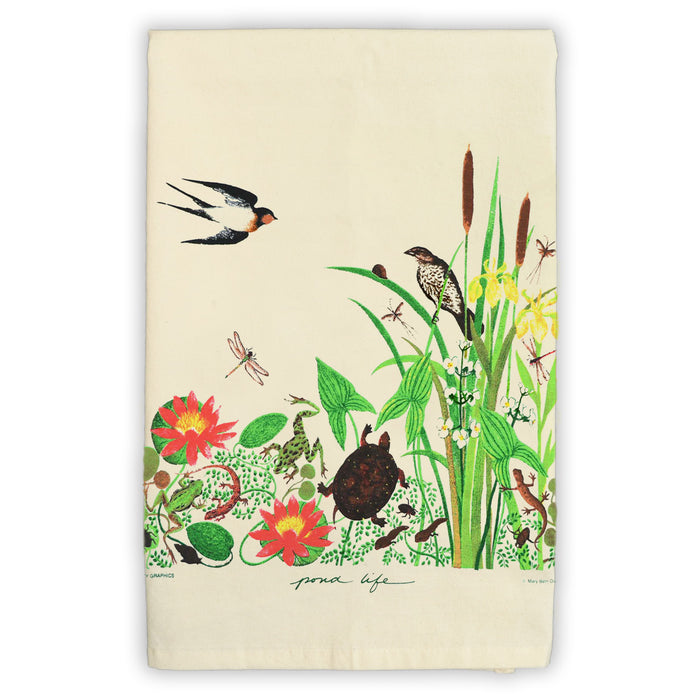 Pond Life Natural Tea Towel