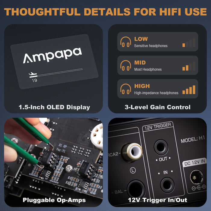 [Pre-Sale] Ampapa H1 Class A Headphone Amplifier 4000mW with TRS/RCA Preamp