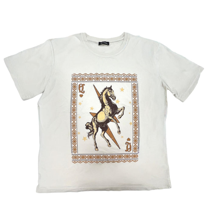 Queen of Hearts Horse Graphic Short Sleeve T-Shirt