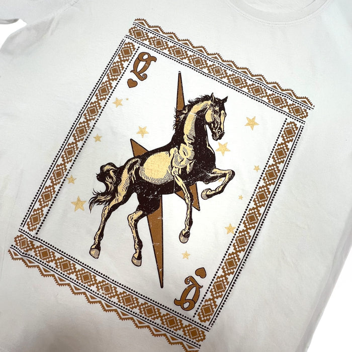Queen of Hearts Horse Graphic Short Sleeve T-Shirt