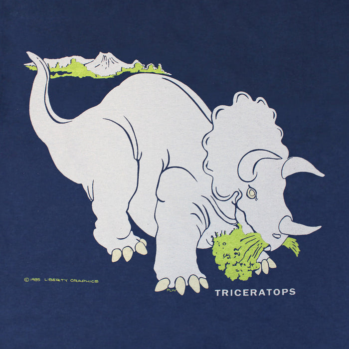 Retro Triceratops Adult Navy T-shirt