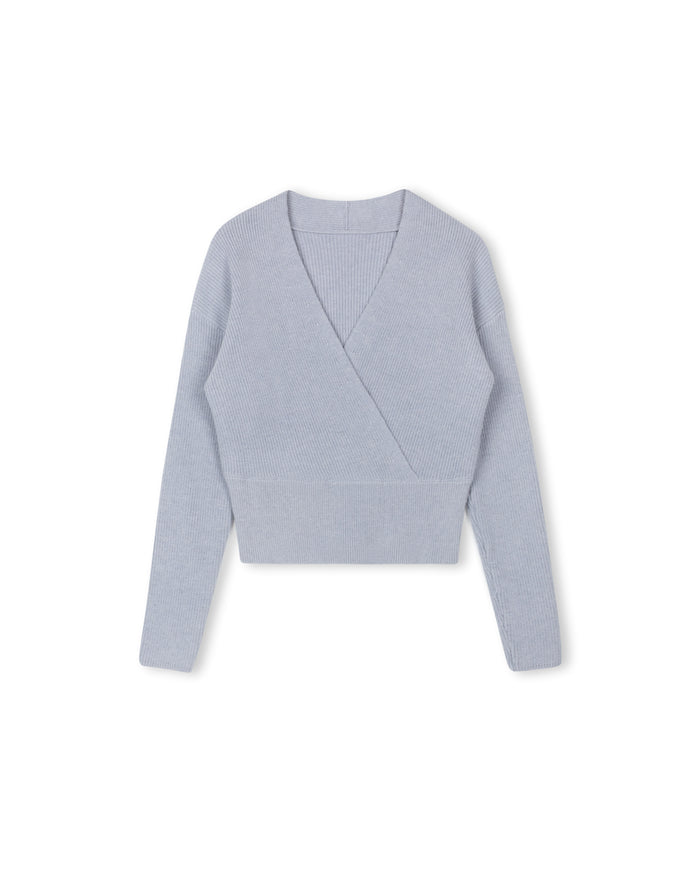 Ribbed Cross Over Knit Top - Junees