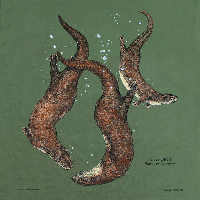 River Otters Adult Olive Green Long Sleeve T-shirt
