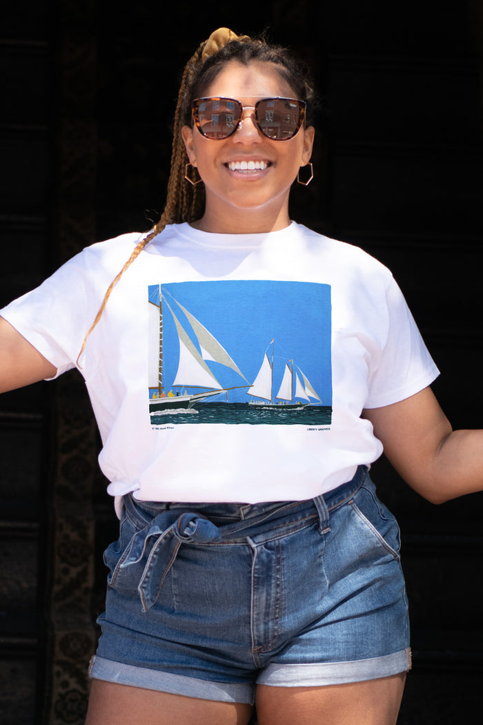 Schooner Race Adult White T-shirt