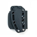 Kydex sheath for the Sharptailed knife, featuring multiple attachment points for secure carry and accessibility.