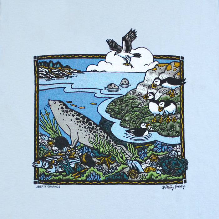 Shore Scene Adult Light Blue T-shirt