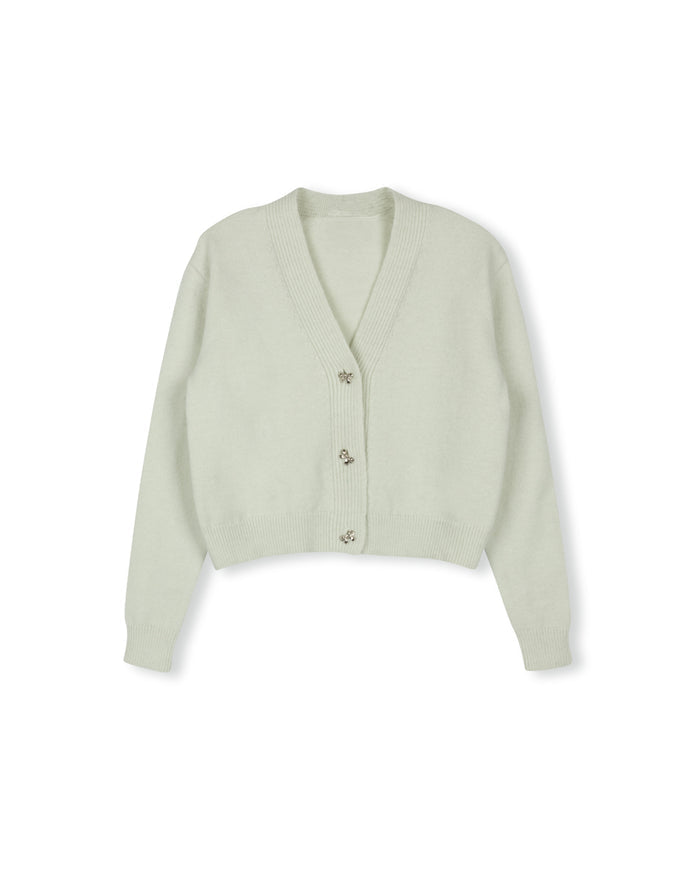 Soft Knit Cardigan With Gem Stone Buttons