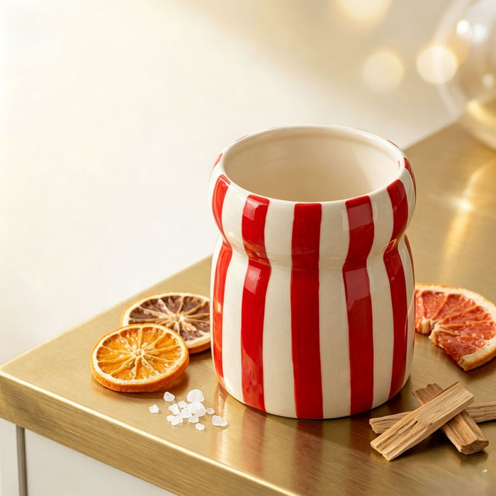 Striped Ceramic Storage Jar