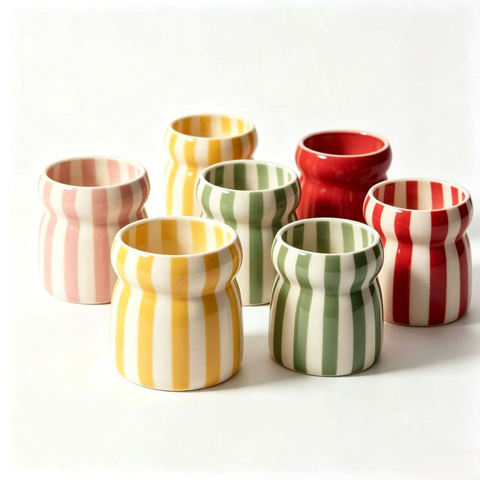 Striped Ceramic Storage Jar