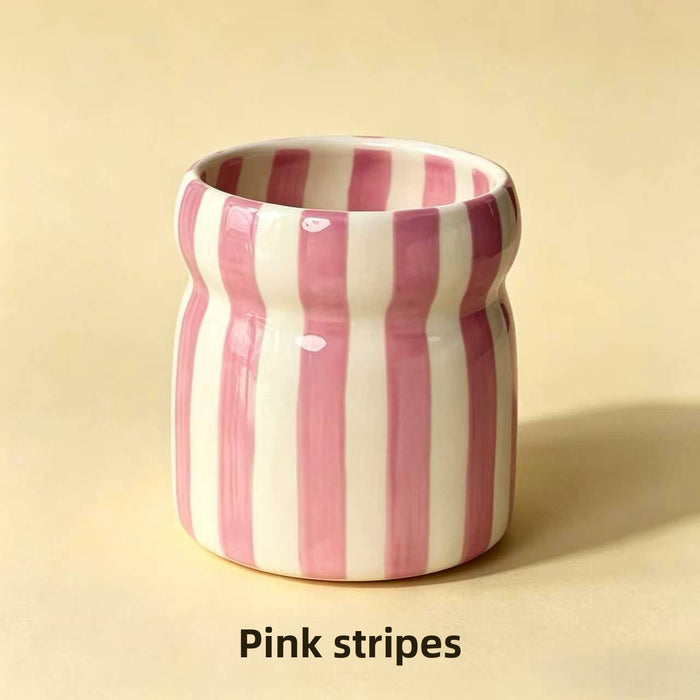 Striped Ceramic Storage Jar