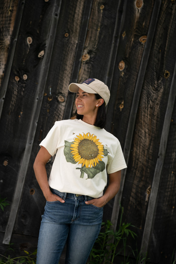Sunflower & Bees Adult Natural T-shirt