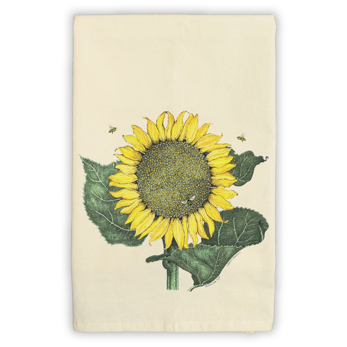Sunflower & Bees Natural Tea Towel