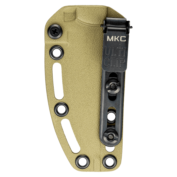 Tactical Speedgoat Kydex sheath with UltiClip, designed for secure knife carry and easy access in outdoor settings.