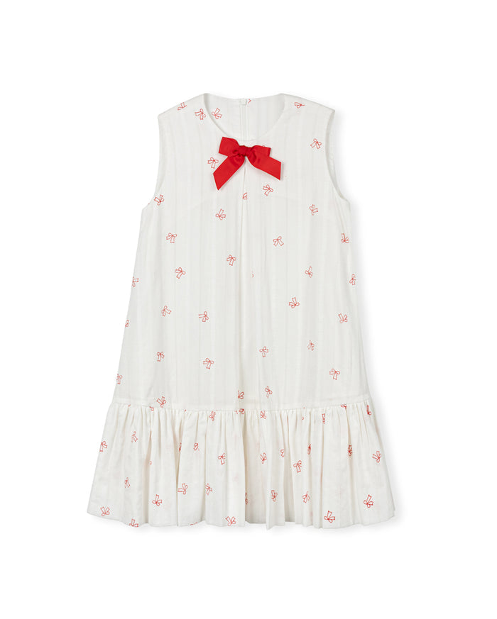 Textured Bow Printed Jumper