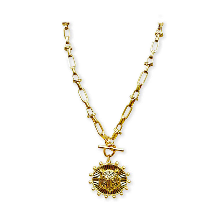 Tiger Medallion Gold Necklace