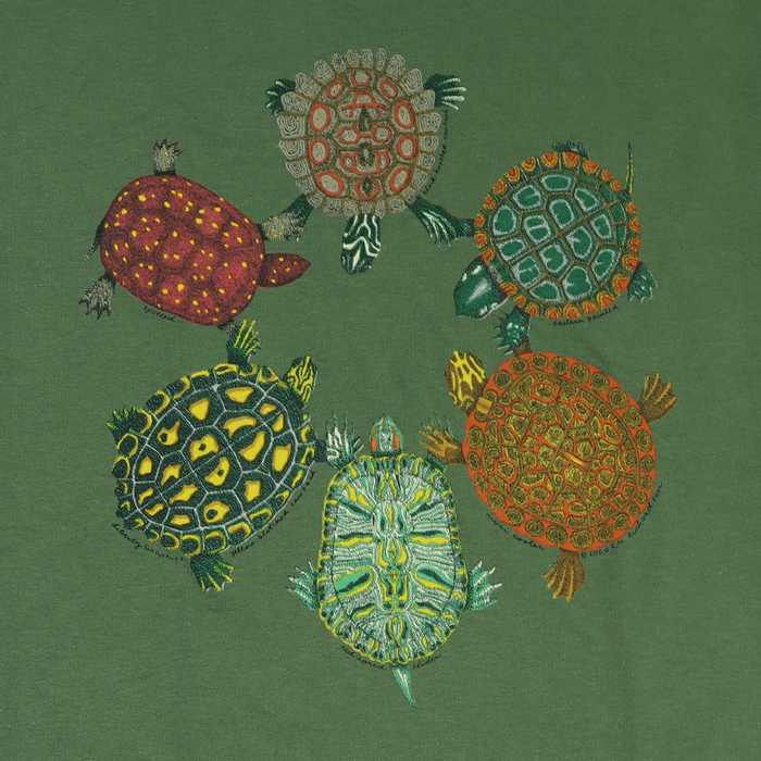 Turtle Circle Adult Olive Green Long Sleeve T-shirt
