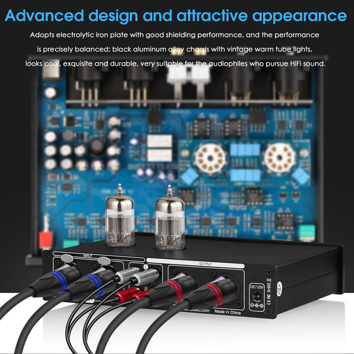 [Upgraded] Douk Audio T8PRO 7-band EQ Tube Preamp Equalizer XLR Pre-Amplifier with Tone Control for Home Speaker
