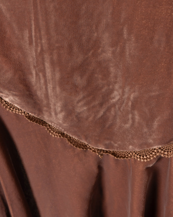 Velour And Lace Trimming Dress - Junees