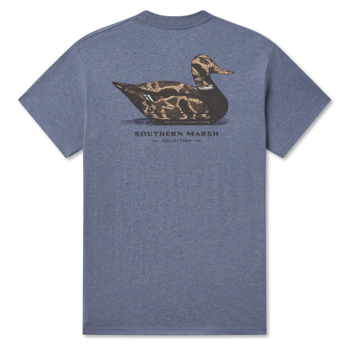 Blue t-shirt with a duck graphic and 'Southern Marsh' text on the back, displayed against a white background.