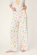 Colorful fruit-patterned fabric featuring vibrant fruits on a light background, with a soft and smooth texture.