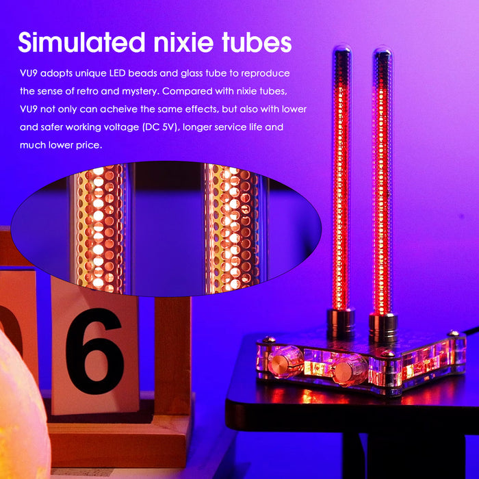 VU9 Pixie Tube Sound Level Meter Ref to Retro Nixie Tube Audio Spectrum w/MIC Pickup