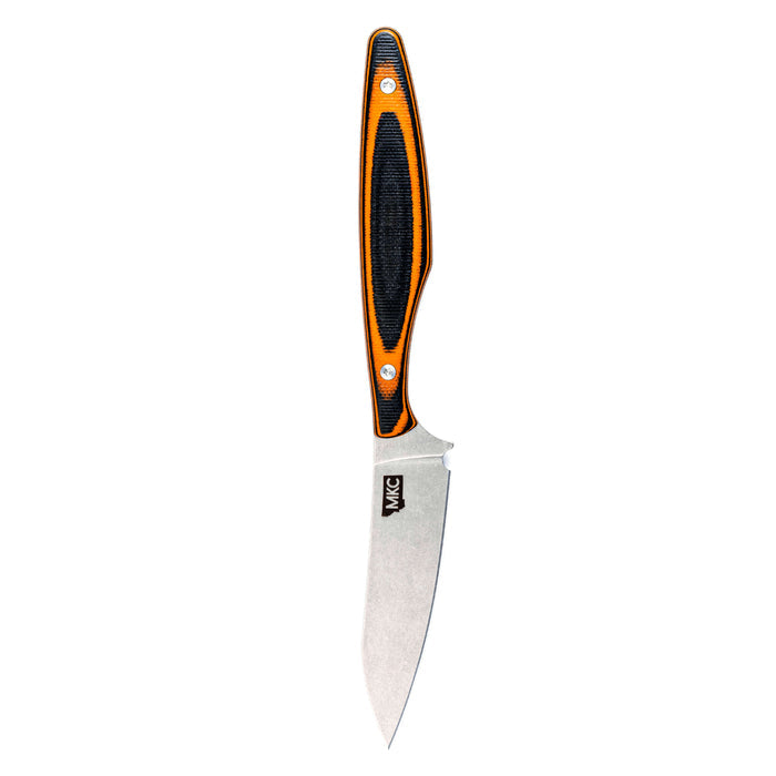 WESTSLOPE knife featuring a sleek blade with an orange and black handle, designed for outdoor and kitchen use.