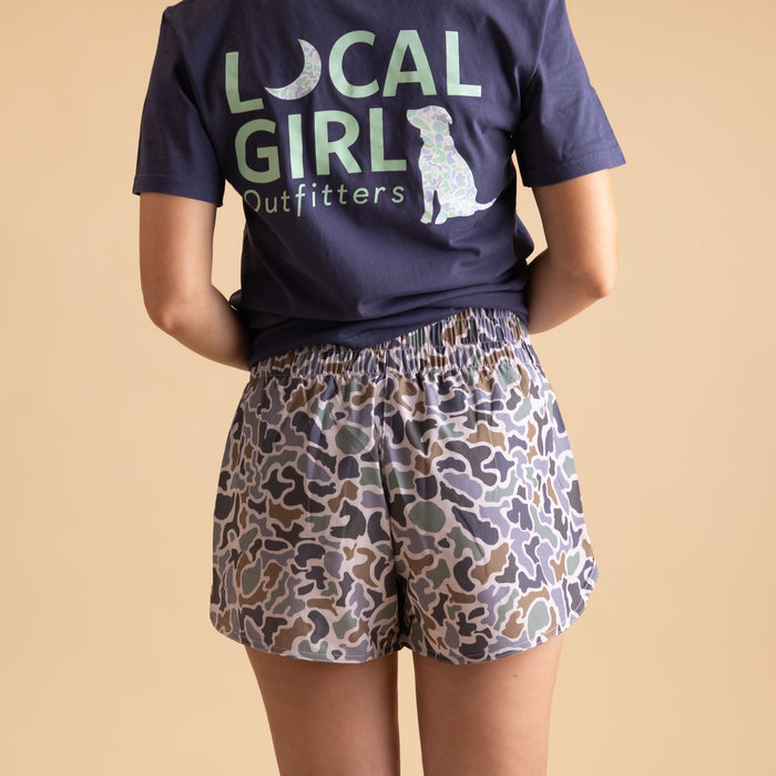 Women's High Waisted Volley Shorts in Localflage Bluff